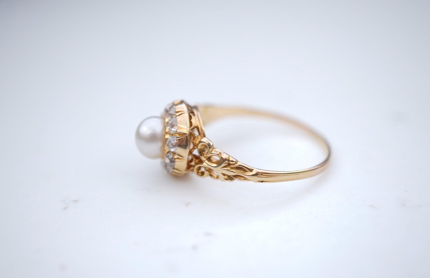 A Victorian pearl and diamond ring, late 19th century
